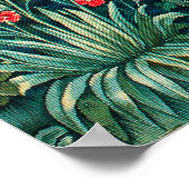 緑，森林動物の群れ，キツネ，緑フローラ ポスター (角)