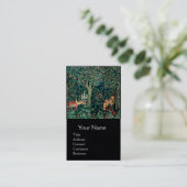 緑，森林動物の群れ，キツネ，緑フローラ 名刺 (スタンド正面)
