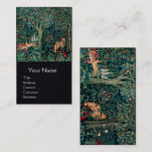 緑，森林動物の群れ，キツネ，緑フローラ 名刺 (正面/裏面)