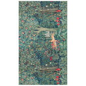 緑，森林動物の群れ，緑のフローラ テーブルクロス (正面)