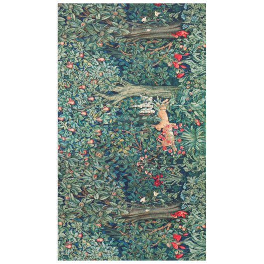 緑，森林動物の群れ，緑のフローラ テーブルクロス (正面)