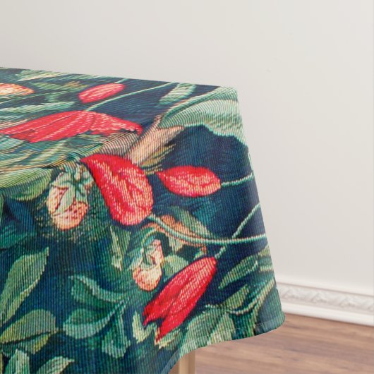 緑，森林動物の群れ，緑のフローラ テーブルクロス (インサイチュ)