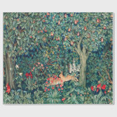 緑，森林動物の群れ，緑のフローラ ラッピングペーパー (フラット)