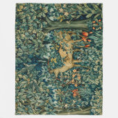 緑、森林動物はフローラタペストリー フリースブランケット (正面)