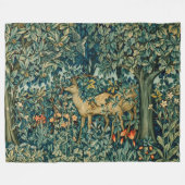 緑、森林動物はフローラタペストリー フリースブランケット (正面(横))