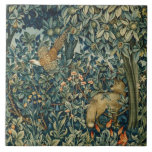 緑，森林動物キジ，キツネ，緑のフローラ タイル<br><div class="desc">William Morris.tapestryのBulgan Luminiによるデジタル制作。</div>