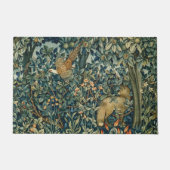 緑，森林動物キジ，キツネ，緑のフローラ ドアマット (正面)