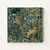 緑，森林動物キジ，キツネ，緑のフローラ ノートブック (裏面)