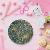 緑，森林動物キジ，キツネ，緑のフローラ ペーパープレート (パーティー)