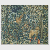 緑，森林動物キジ，キツネ，緑のフローラ ラッピングペーパー (フラット)