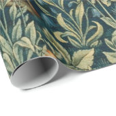 緑，森林動物キジ，キツネ，緑のフローラ ラッピングペーパー (ロールコーナー)