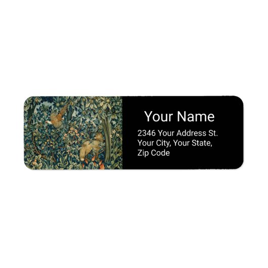 緑，森林動物キジ，キツネ，緑のフローラ ラベル (正面)