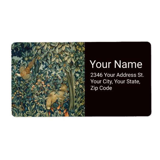 緑，森林動物キジ，キツネ，緑のフローラ ラベル (正面)