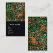 緑，森林動物キジ，キツネ，緑のフローラ 名刺 (正面/裏面)