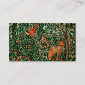 緑，森林動物キジ，キツネ，緑のフローラ 名刺 (裏面)