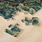 緑，森林動物キジ，キツネ,葉緑色 ジグソーパズル (側面)