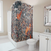 緑，森林動物キジ，赤いキツネ,フローラ シャワーカーテン (インサイチュ)