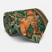 緑，森林動物キジ，赤いキツネ,フローラ ネクタイ (ロール)