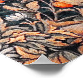 緑，森林動物キジ，赤いキツネ,フローラ ポスター (角)