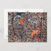 緑，森林動物キジ，赤いキツネ,フローラ ポストカード (正面/裏面)