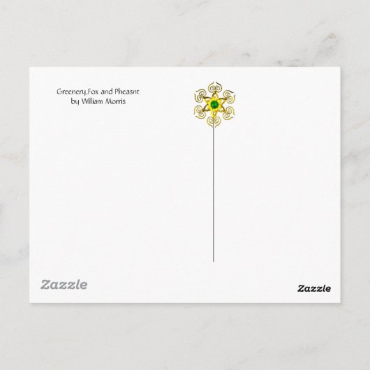 緑,森林動物キジ,赤いキツネ,フローラ ポストカード (裏面)