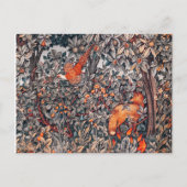 緑,森林動物キジ,赤いキツネ,フローラ ポストカード (正面)