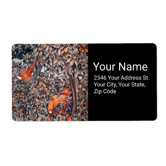 緑，森林動物キジ，赤いキツネ,フローラ ラベル (正面)