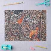 緑，森林動物キジ，赤いキツネ,フローラ 薄葉紙 (クラフト)