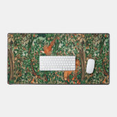 緑，森林動物キジ，赤いキツネ，緑 デスクマット (キーボード&マウス)