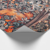 緑，森林動物キジ，赤キツネフローラ ラッピングペーパー (角)