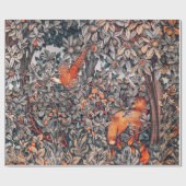 緑，森林動物キジ，赤キツネフローラ ラッピングペーパー (フラット)