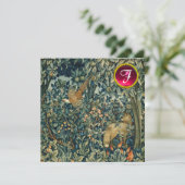 緑，森林動物キツネ，キジ，緑フローラ 招待状 (スタンド正面)