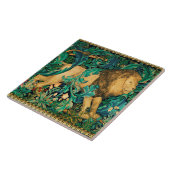 緑，森林動物ライオンフローラ タイル (側面)