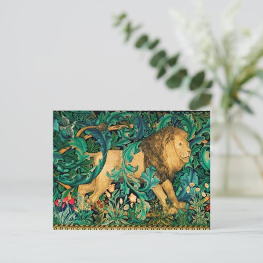 緑,森林動物ライオンフローラ ポストカード (スタンド正面)