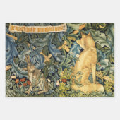 緑、森林動物ライオン、ウサギとキツネ ラッピングペーパーシート (正面3)