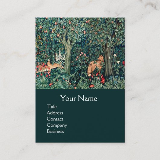 緑，森林動物群，キツネ，緑のフローラ部 名刺 (正面)