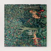 緑，森林動物群，キツネ，緑の葉 ジグソーパズル (縦)