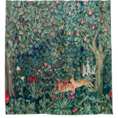 緑，森林動物群，緑のフローラ シャワーカーテン (正面)