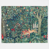 緑,森林動物群,緑のフローラ フリースブランケット (正面(横))