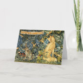 緑，森林動物，キツネとウサギ，緑のフローラ シーズンカード (正面)