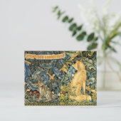 緑，森林動物，キツネとウサギ，緑のフローラ シーズンポストカード (スタンド正面)