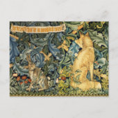 緑，森林動物，キツネとウサギ，緑のフローラ シーズンポストカード (正面)