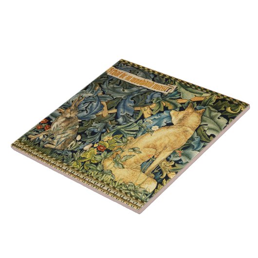 緑,森林動物,キツネとウサギ,緑のフローラ タイル (側面)