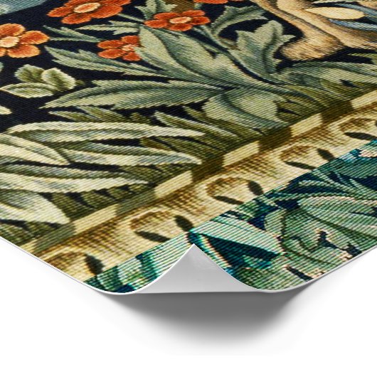 緑,森林動物,キツネとウサギ,緑のフローラ ポスター (角)