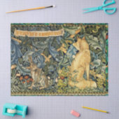 緑，森林動物，キツネとウサギ，緑のフローラ 薄葉紙 (クラフト)