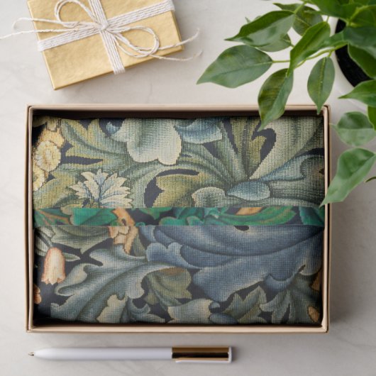 緑，森林動物，キツネとウサギ，緑のフローラ 薄葉紙 (ギフト)