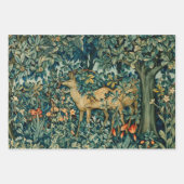 緑，森林動物，キツネとヘールグリーンフローラ ラッピングペーパーシート (正面3)