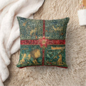 緑,森林動物,ライオン,キツネ,キジ,行う クッション (ブランケット)