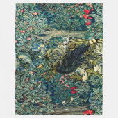 緑,森林動物,緑のフローラでraven フリースブランケット (正面)