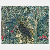 緑,森林動物,緑のフローラでraven フリースブランケット (正面(横))